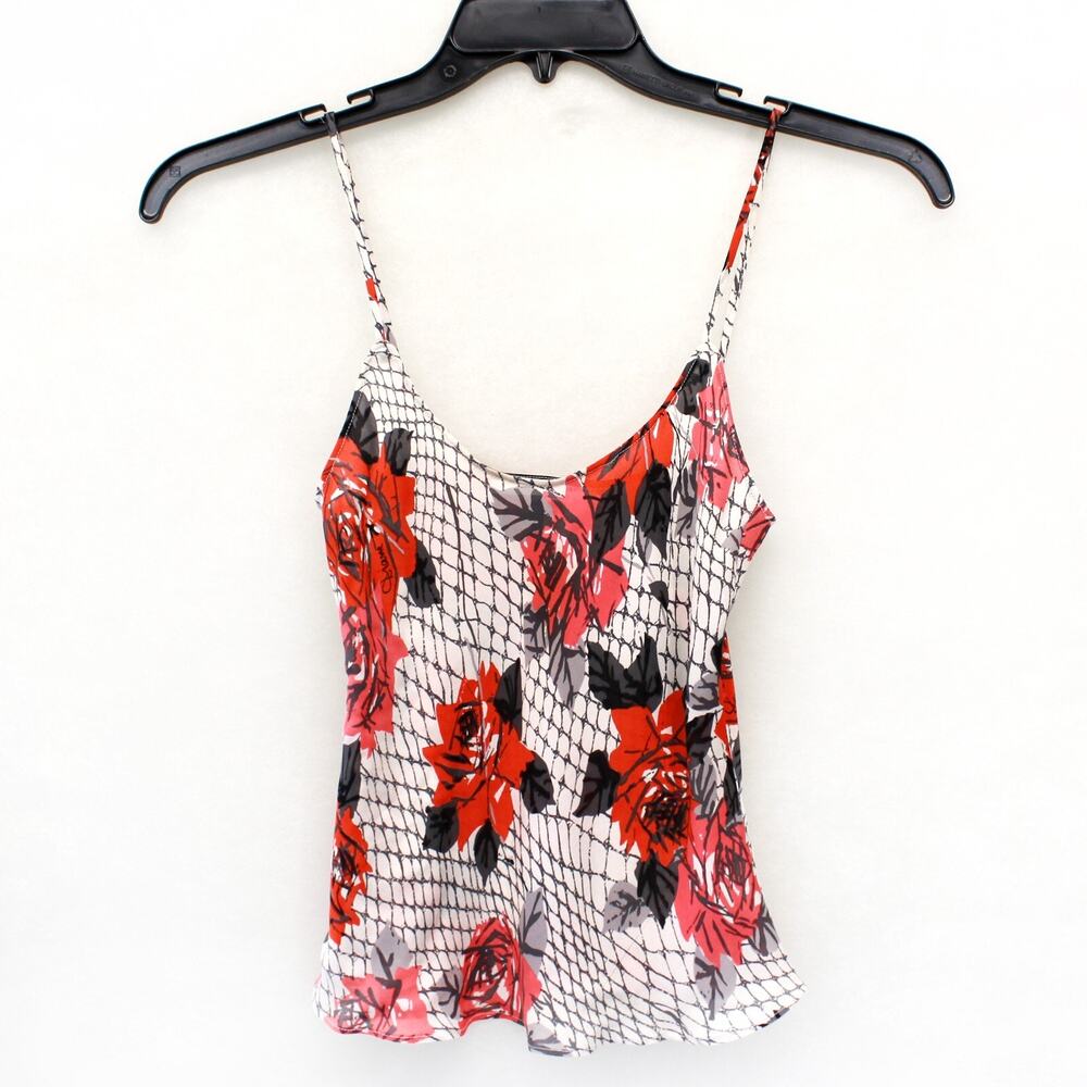 Diane Von Furshtenberg Y2K Signature floral print coquette strap silk blouse top